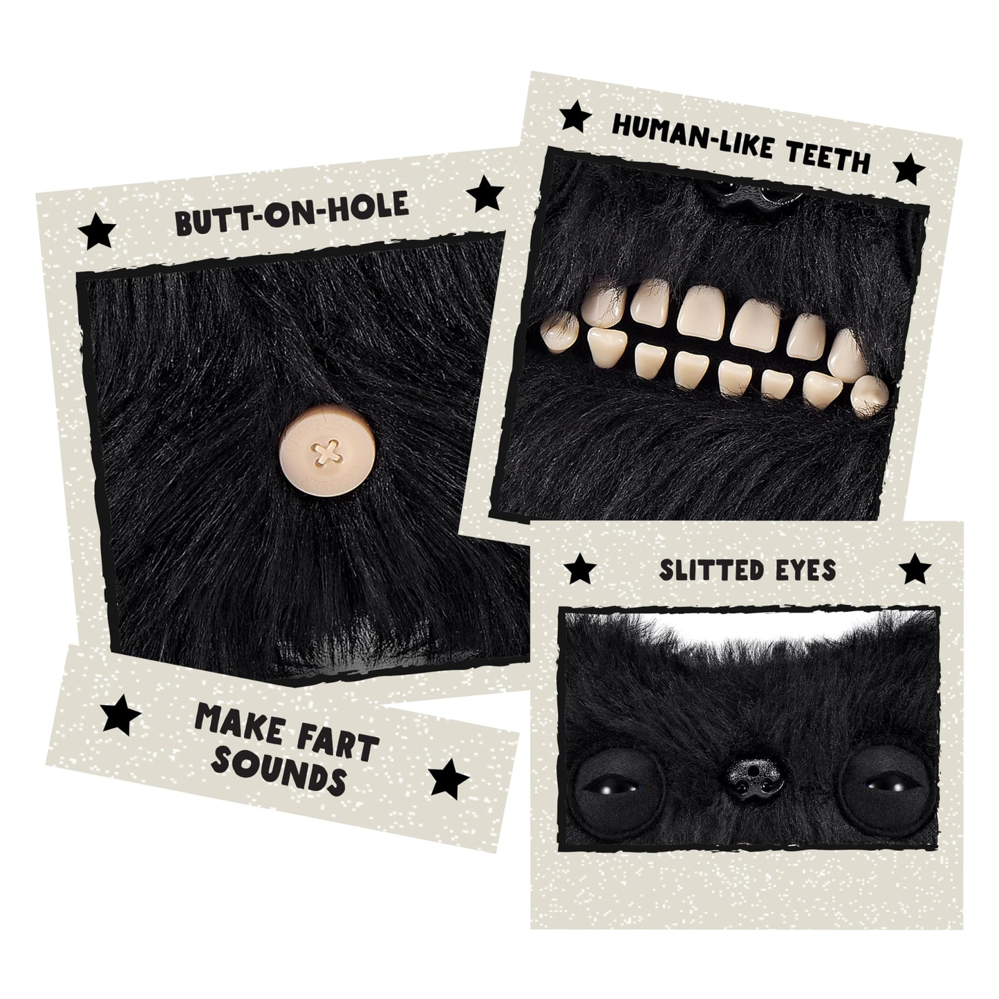 Fuggler Fart Face 9-inch Assortment Series 1 (Munch Munch - Black Long) by ZURU, Funny Ugly Monster Plush Toy