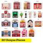20 Pc Wooden City Play Set - Wooden Town Buildings and Street Signs for Play Mats, Toy Cars and Trains - Educational Preschool Track Accessories