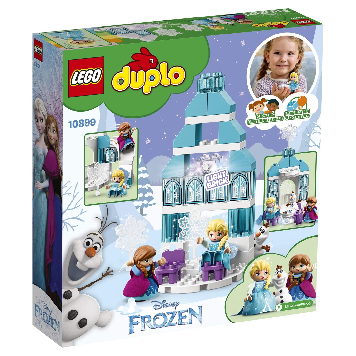 LEGO DUPLO Disney Princess Frozen Ice Castle 10899 Building Toy with Light Brick, Princess Elsa and Anna Mini-Dolls Plus Olaf Figure, Gifts for 2 Year