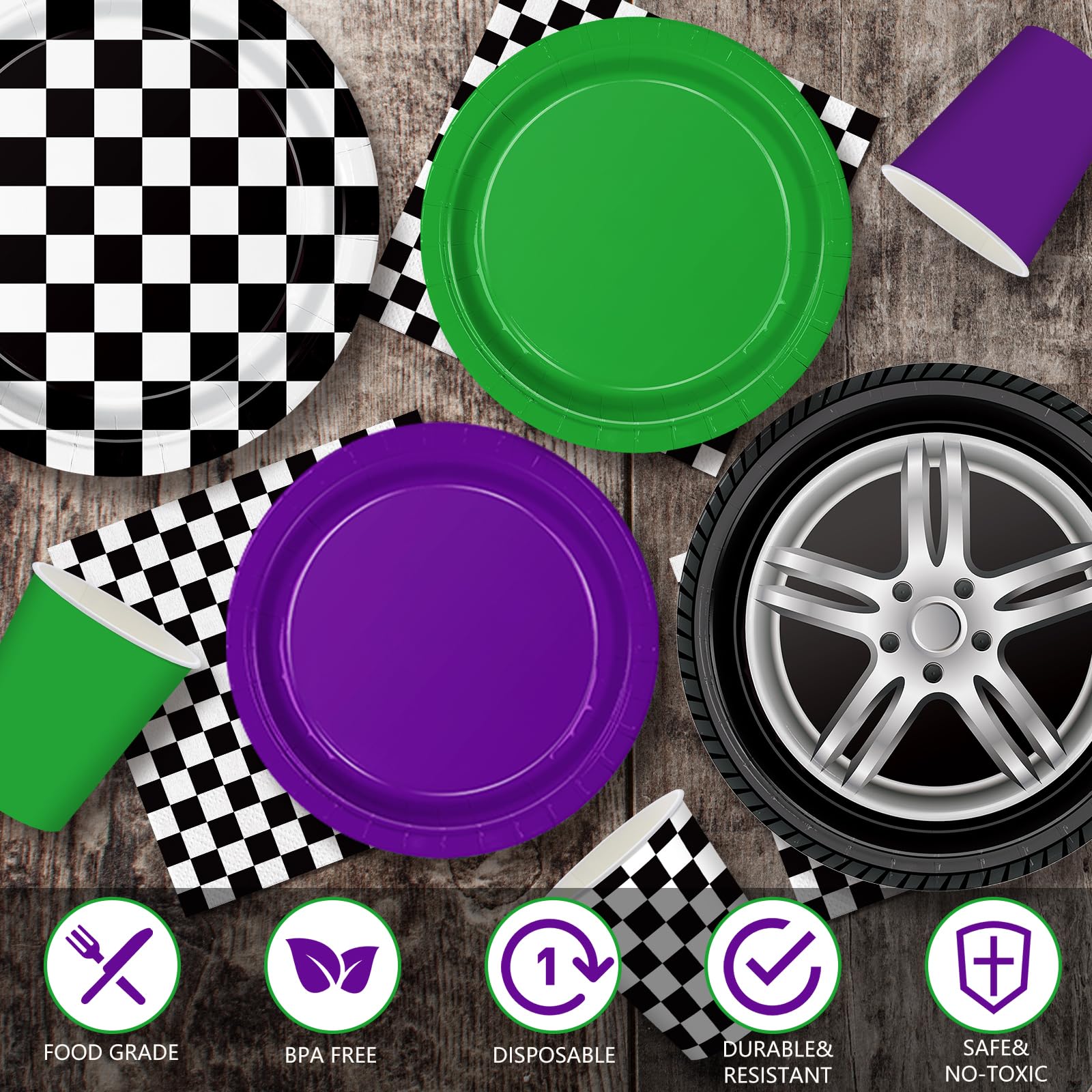 150pcs Monster Truck Paper Plates Napkins Monster Truck Birthday Party Decorations Paper Cups Disposable Tableware Set for Kids Party Supplies Serve