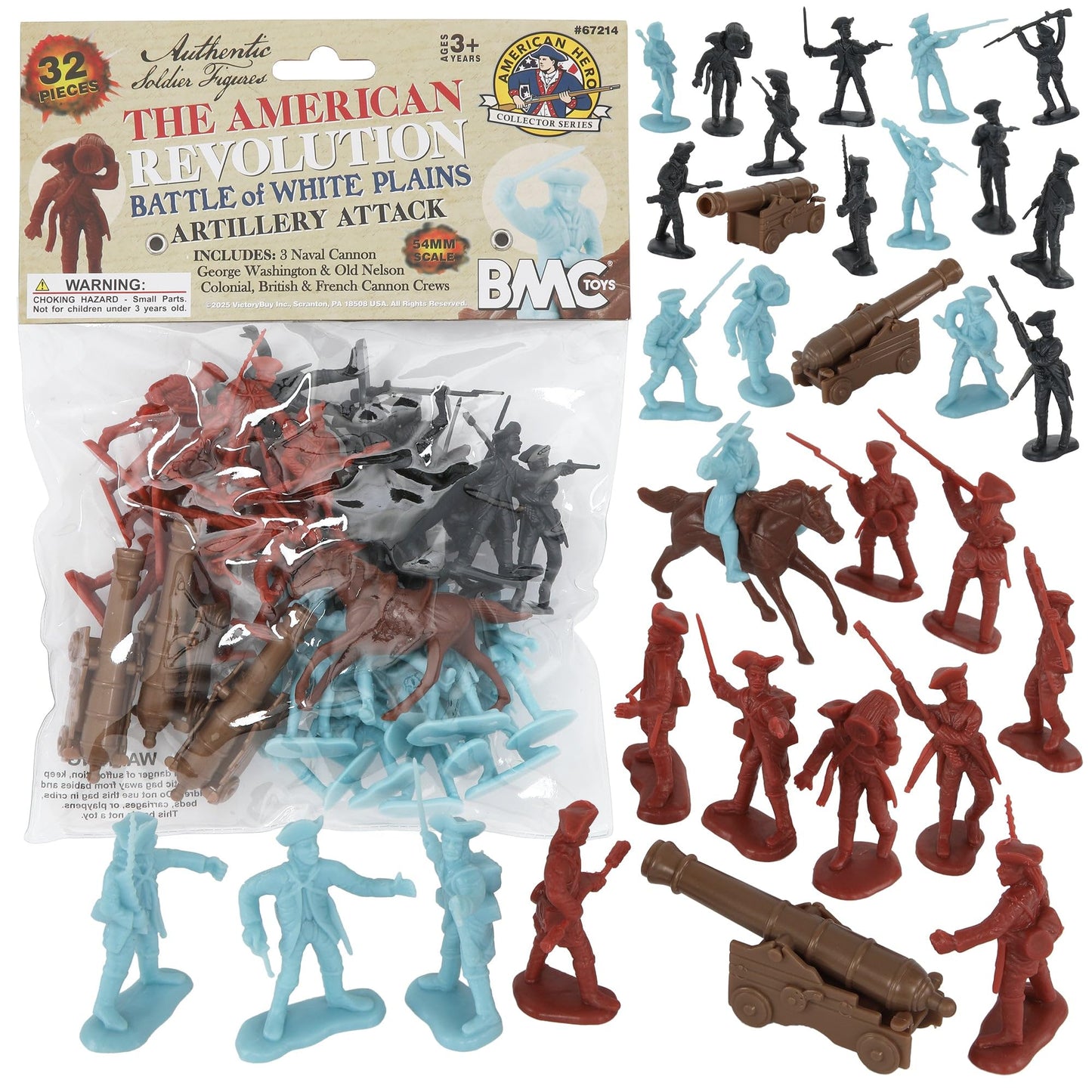 BMC ARW Battle of White Plains Artillery Crews - 32pc Plastic Soldiers & Cannon