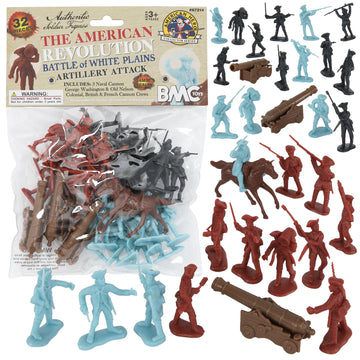 BMC ARW Battle of White Plains Artillery Crews - 32pc Plastic Soldiers & Cannon