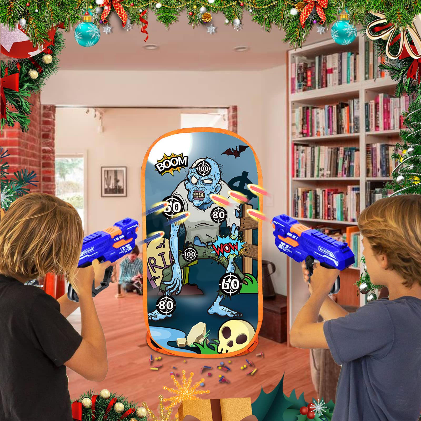 Quanquer Toy Foam Blasters Shooting Practice Target Compatible with Nerf Toy Blasters - Zombie Shooting Target Game with Net - Ideal Shooting Games