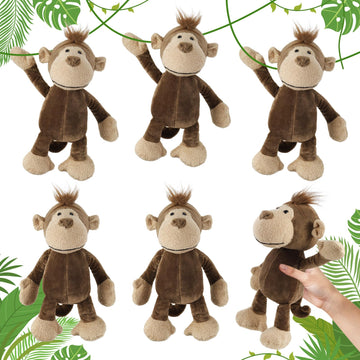 6 Pcs Safari Stuffed Animals Bulk Lion Elephant Monkey Tiger Toy Plush Zoo Animals Junble for Boy Girl Gift Animal Themed Parties Baby Shower
