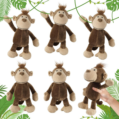 6 Pcs Safari Stuffed Animals Bulk Lion Elephant Monkey Tiger Toy Plush Zoo Animals Junble for Boy Girl Gift Animal Themed Parties Baby Shower