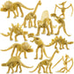Bedwina Dinosaur Fossil Skeleton - (Pack of 24) 3.7 Inch Assorted Plastic Dino Figure Bones for Kids Science Dig Kit, Digging Sandbox Bins Play Toys
