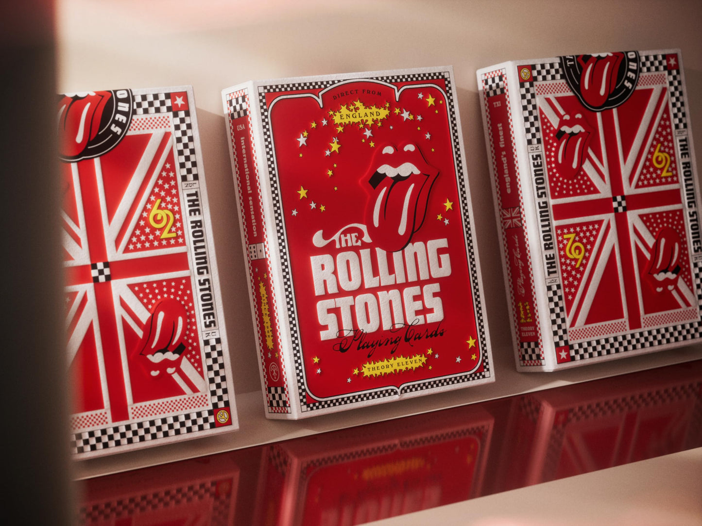 theory11 The Rolling Stones Playing Cards - Rock Music Themed Deck with Custom Aces Jokers Court Cards, Black Collector Style Poker Cards for Fans
