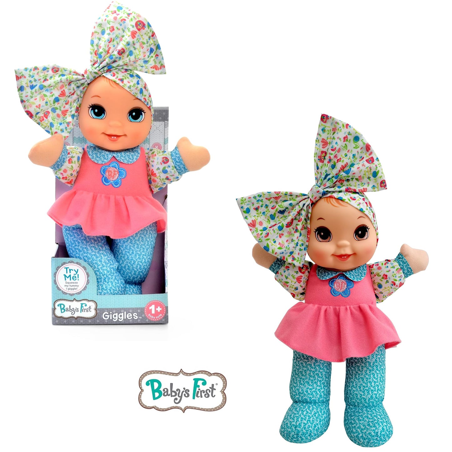Baby's First Giggles Doll with Print Top & Infectious Giggle Sound Module - Child Safe 1 year & Up