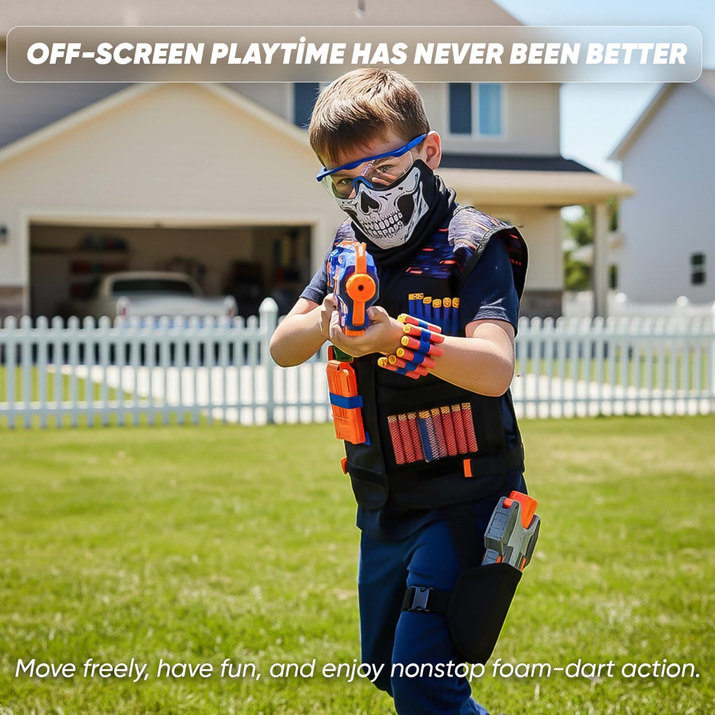 JoyX Tactical Vest Kit Compatible with Nerf Guns for Boys N-Elite Series with 40 Foam Darts for Gun Holster Protective Action Gear
