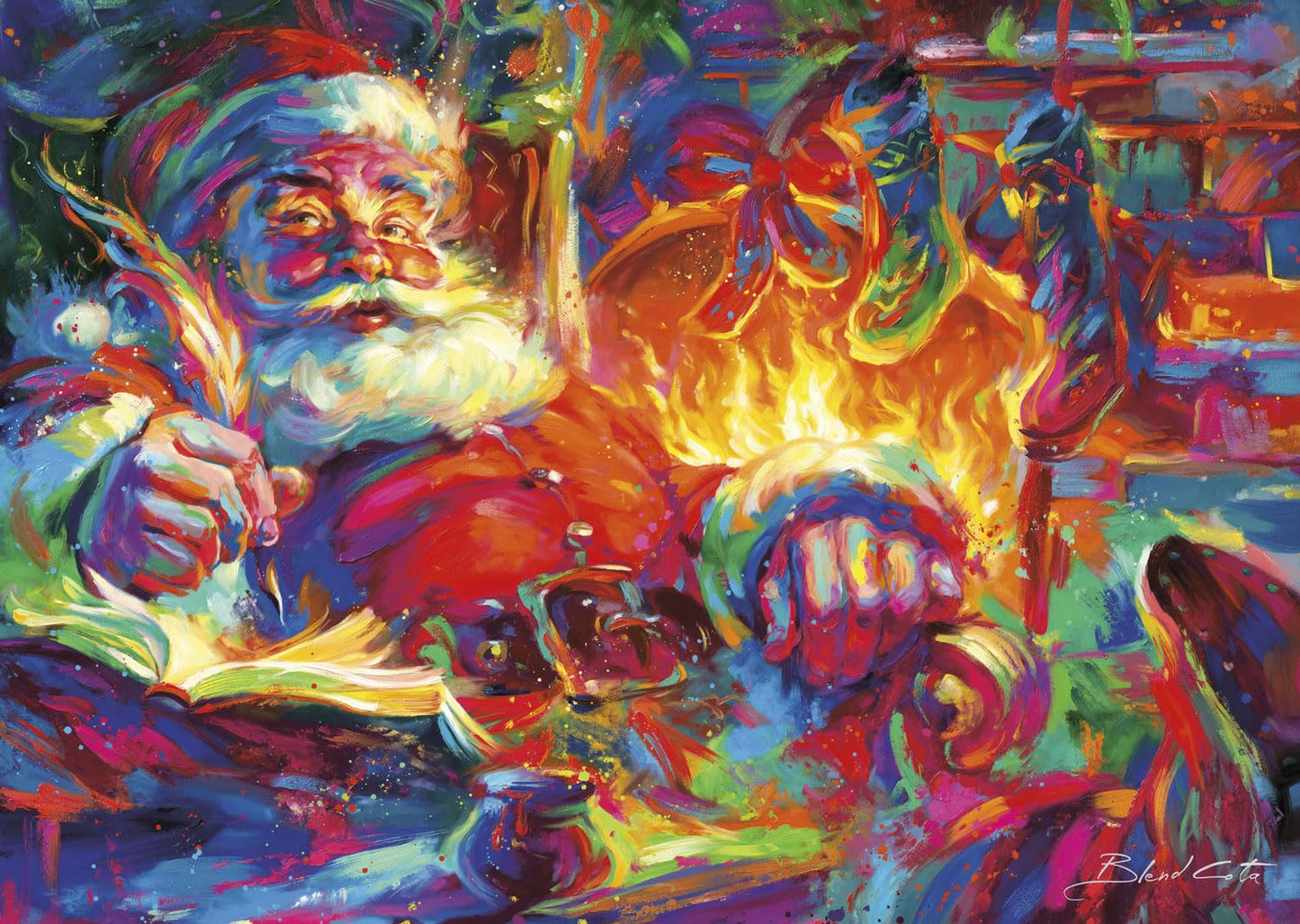 Buffalo Games - Blend COTA - Santa Checks Twice - 500 Piece Silver Select Jigsaw Puzzle Colorful Puzzles for Adults - Precision-Cut Pieces, Beautiful