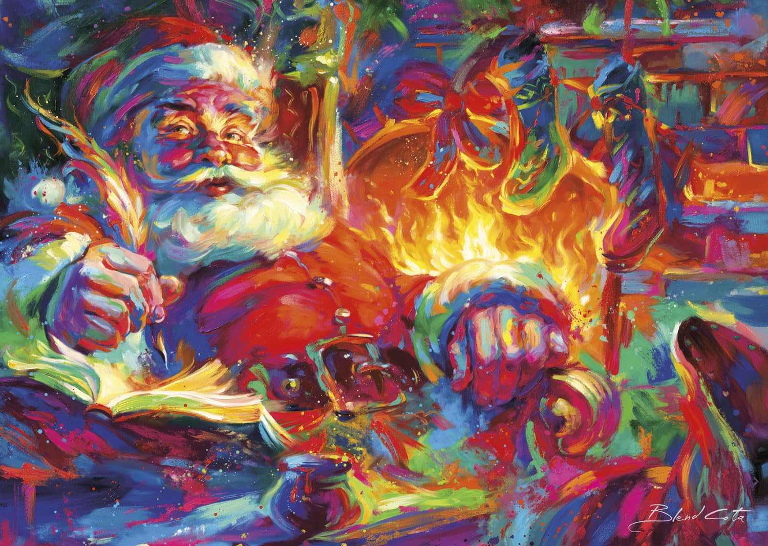 Buffalo Games - Blend COTA - Santa Checks Twice - 500 Piece Silver Select Jigsaw Puzzle Colorful Puzzles for Adults - Precision-Cut Pieces, Beautiful