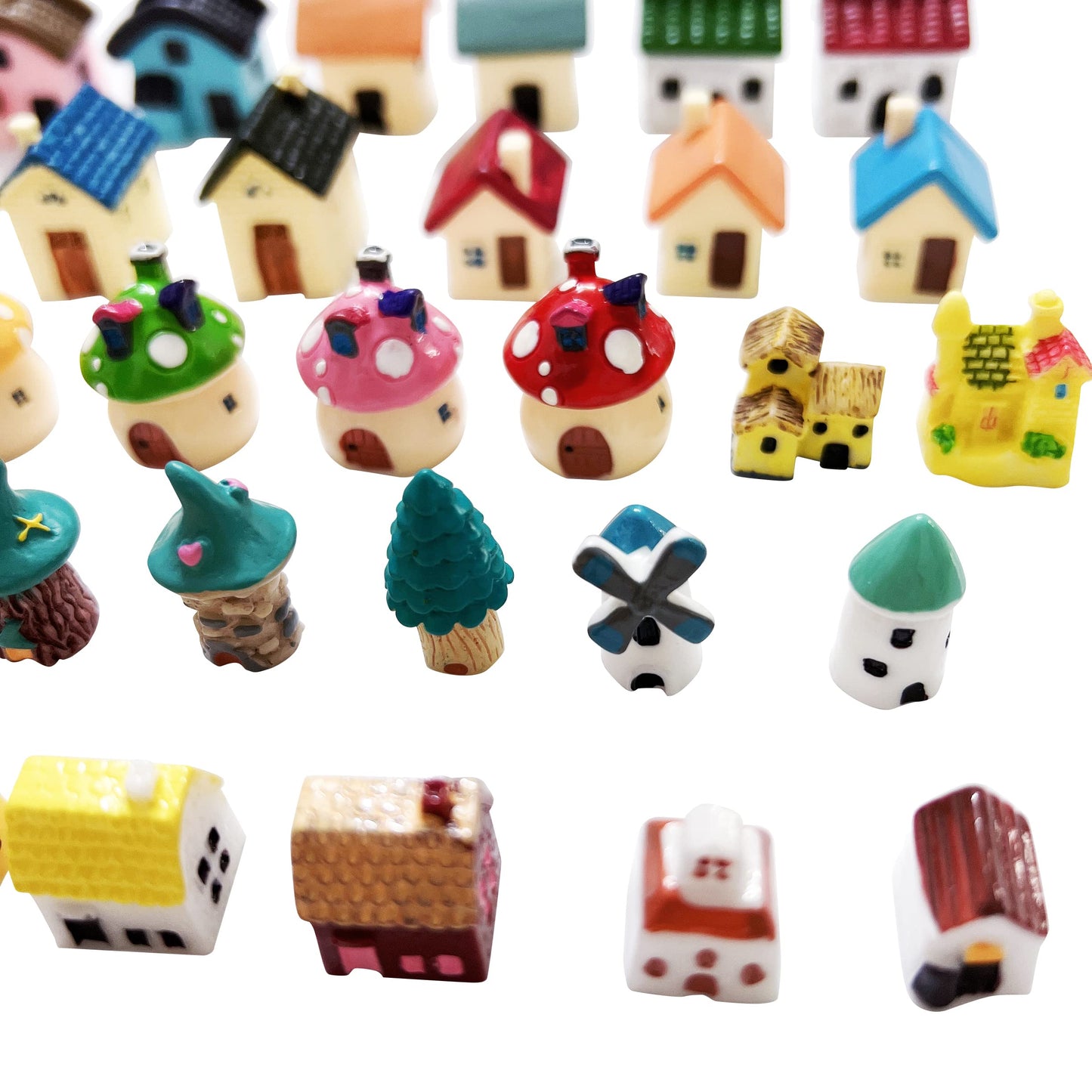 Anrher 30pcs Mini House Resin Decoration Sets for Doll House Pretend Game Toys DIY Garden Birthday Party