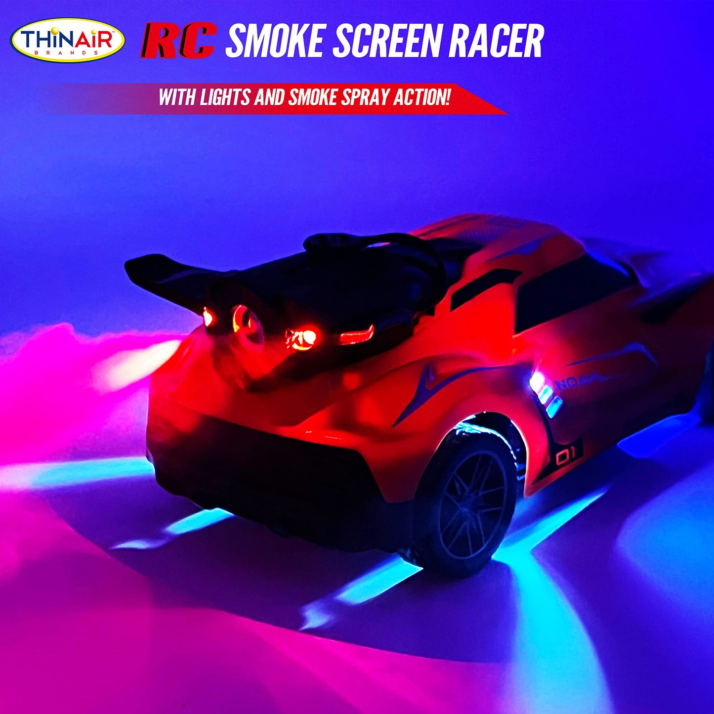 Nature Bound Remote Control Car, Smoke Screen Racer, 2.4 GHz RC Vehicle with Spraying Mist & Light for Kids, Sport Racing Hobby Toy for Boys & Girls