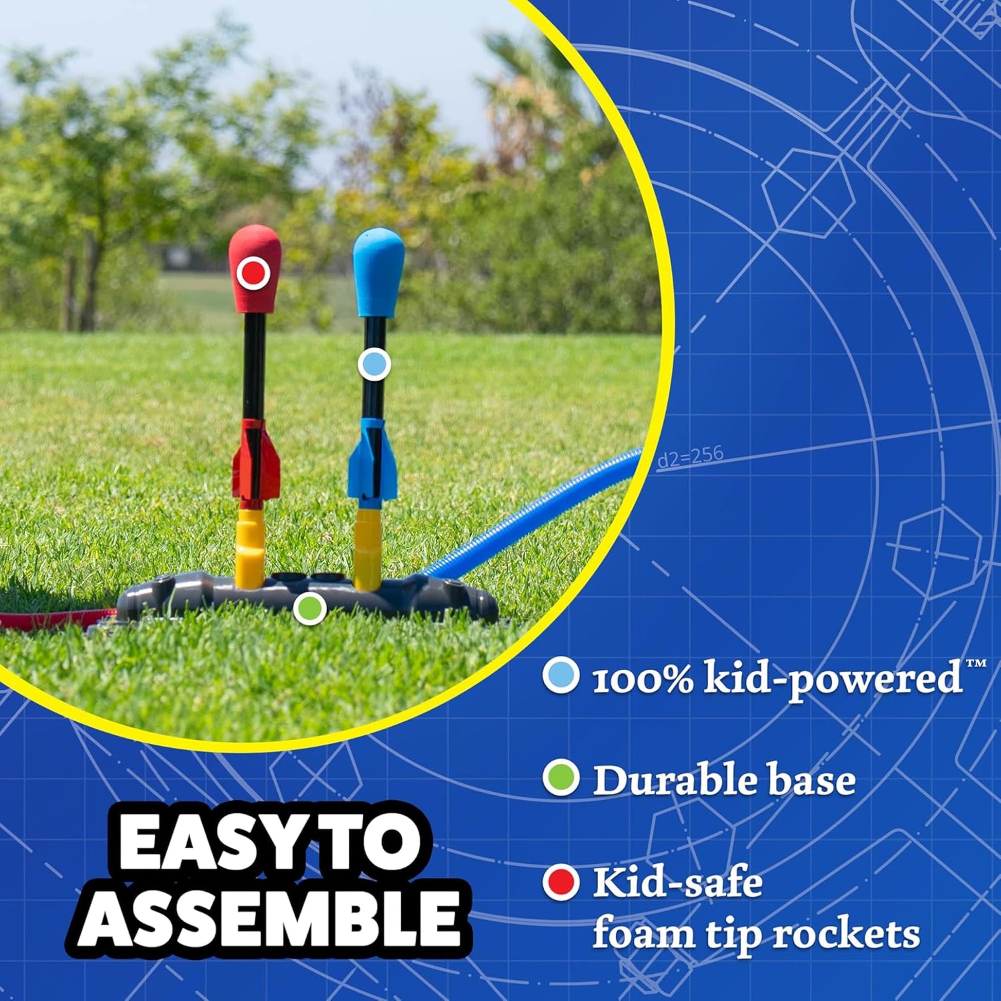 Stomp Rocket Original Dueling Rocket Launcher for Kids, 8 Rockets - Fun Backyard & Outdoor Kids Toys Gifts for Boys & Girls -Toy Foam Blaster Set