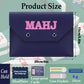 Xovnfp Vegan Leather Mahjong Card Holder - Pouch for Large Print Mahjong Cards & Accessories- Gift for mah Jong Lovers, 8"x5.8", Blue