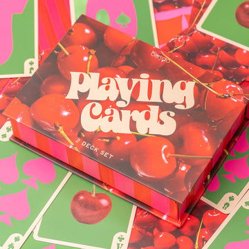 ban.do Set of 2 Decks of Playing Cards, Cherry & Stripes