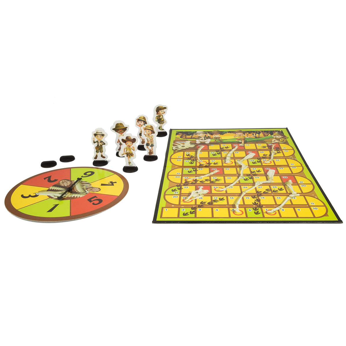 Dinosaur Snakes and Ladders Preschool Game - No Reading Required - Early Learning Basic Couting Game for Kids Ages 3 and up - for 2 to 6 Players by
