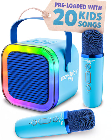 Move2Play, Karaoke Machine for Kids | Includes 20+ Kid Songs | 2 Microphones | Connect with Bluetooth | 3, 4, 5, 6, 7+ Year Old Gift | Toy for Girls