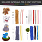 WeVeel Cozy Craftworks Chenille Stem Animal Craft Kit for Adults - Create 4 Adorable Animals (Kitty, Puppy, Bird & Owl) - Relaxing DIY Arts & Crafts