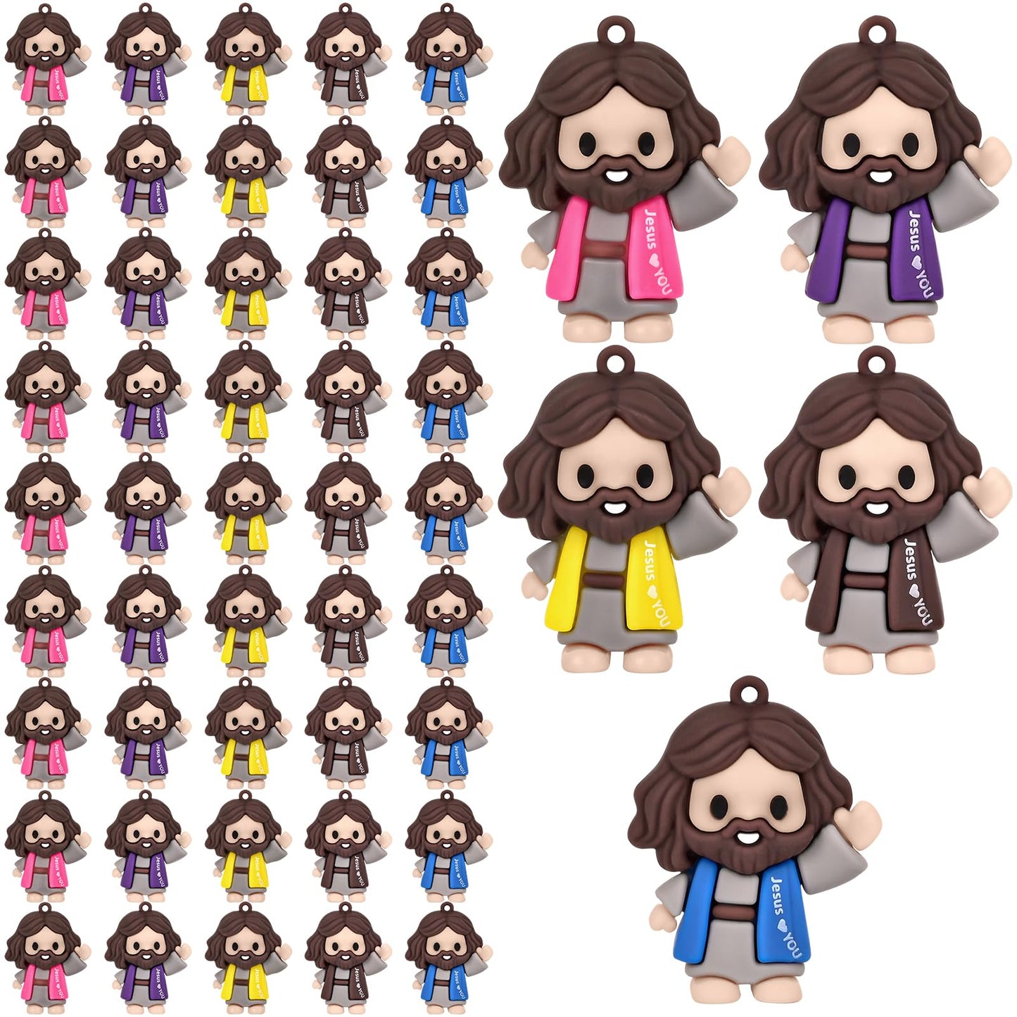 Kkoeop 50 Pcs Mini Jesus Figures - Little Jesus Loves You Figures Toy to Hide and Seek Christmas Religious Party Favors for Easter Church Sunday