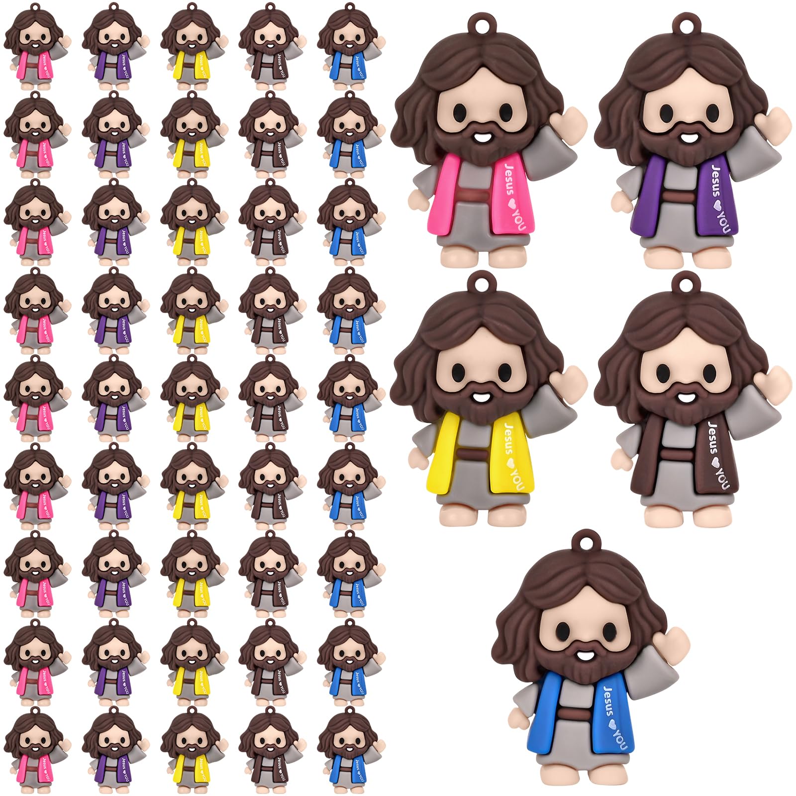 Kkoeop 50 Pcs Mini Jesus Figures - Little Jesus Loves You Figures Toy to Hide and Seek Christmas Religious Party Favors for Easter Church Sunday