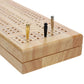 Pacific Shore Games Wooden Cribbage Board Game Set, Continuous 3 Track for 2-3 Players with Card Storage