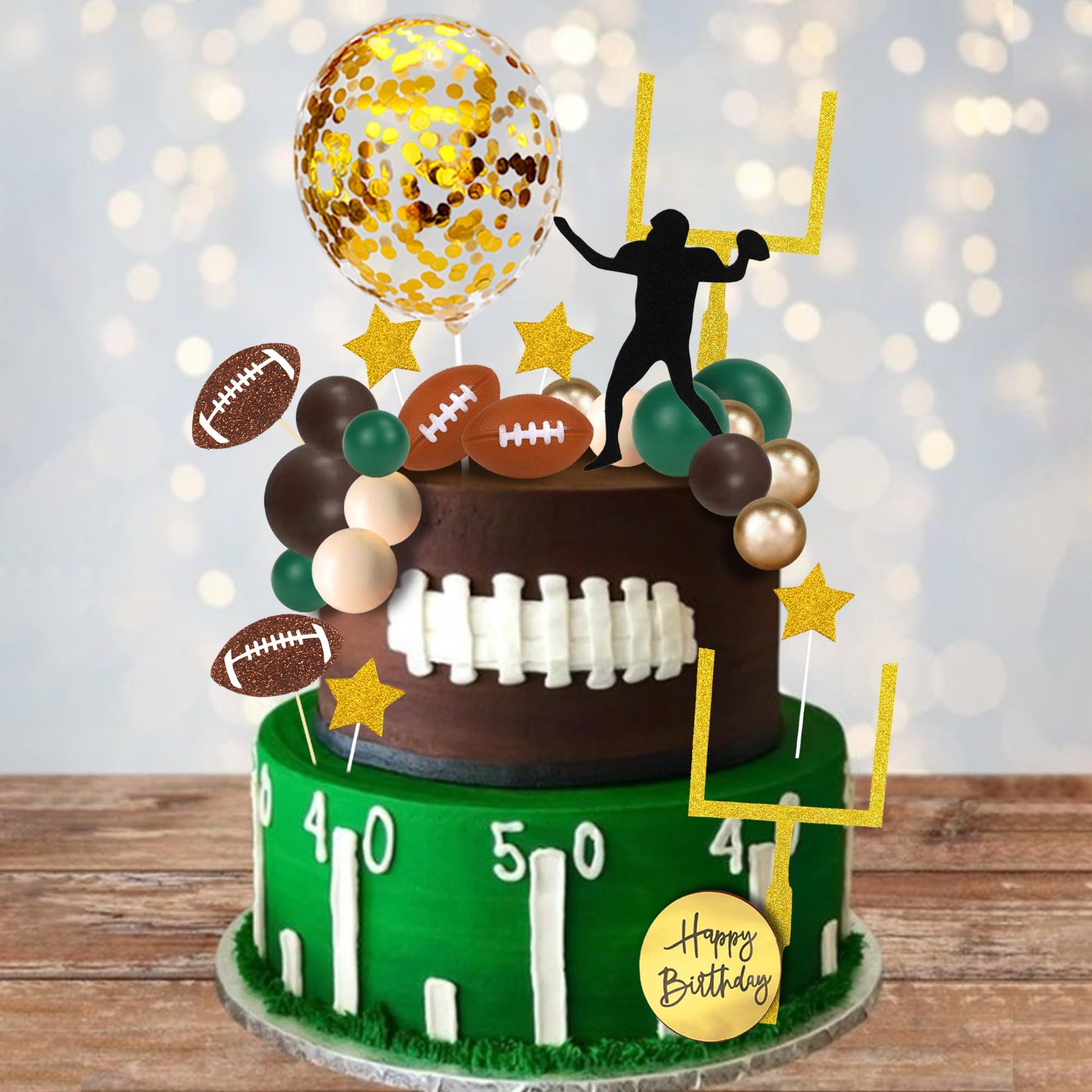 43 PCS Football Cake Topper Goal Post Mini Rugby Ball Player Cake Toppers for Football Theme Birthday Supplies