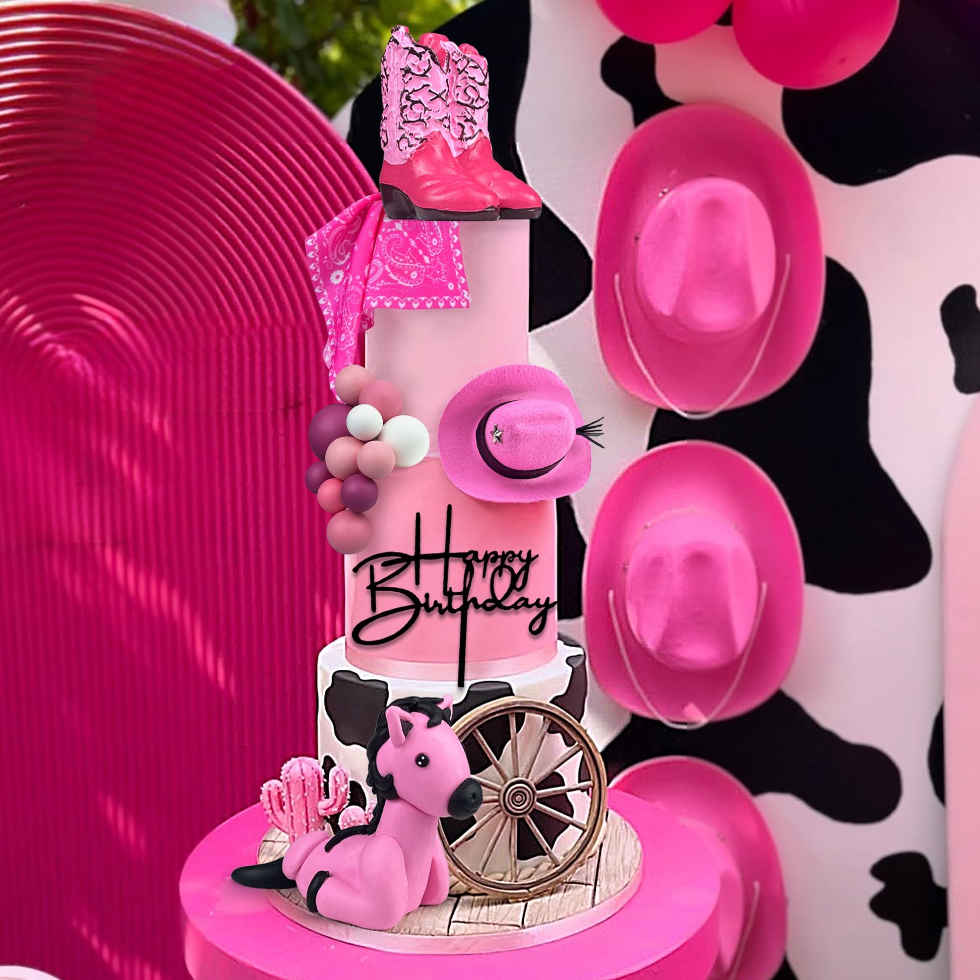 31 PCS Cowgirl Cake Decorations Hat and Boot Cake Toppers for Western Theme Birthday Baby Shower Cowgirl Party Supplies