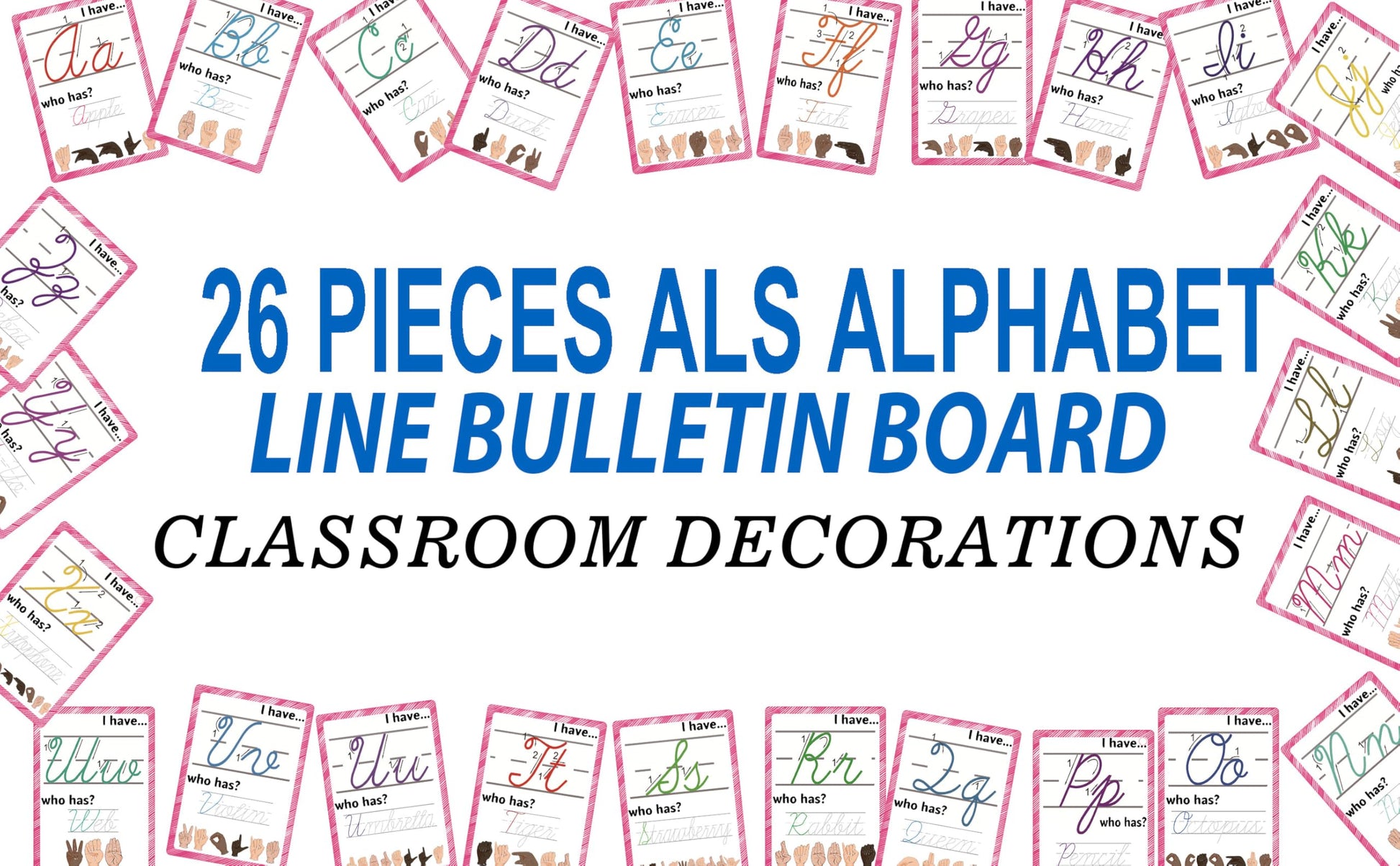 ASL Abc's Flash Cards for Toddlers, 36 Sign Language with Cursive,Numbers |Montessori ASL Bundle I Have... Who has? Game for Homeschool