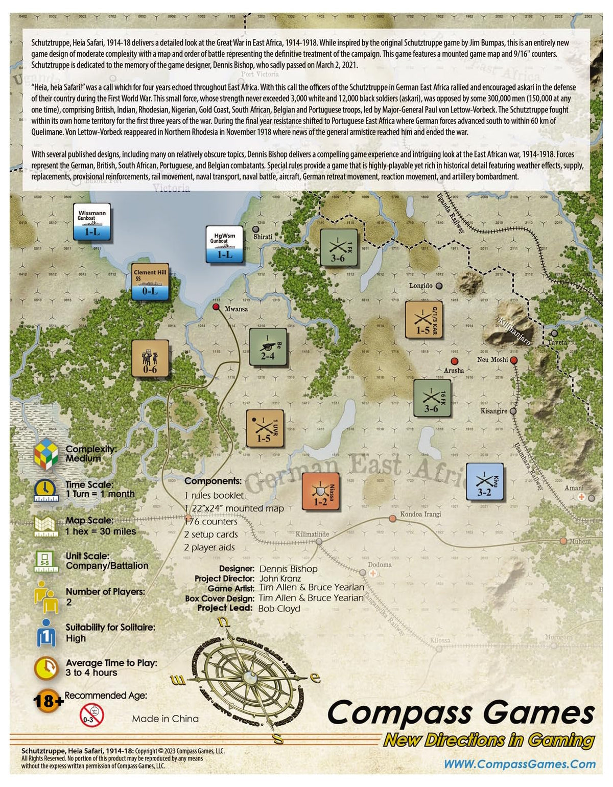 Compass Games: Schutztruppe, Heia Safari, 1914-18 Board Game