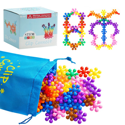 Chichalk Clip Connect 120 Piece Building Blocks | Diameter 1.26", STEM Building Toys Set Kindergarten Math Manipulatives for Kids Boys Girls