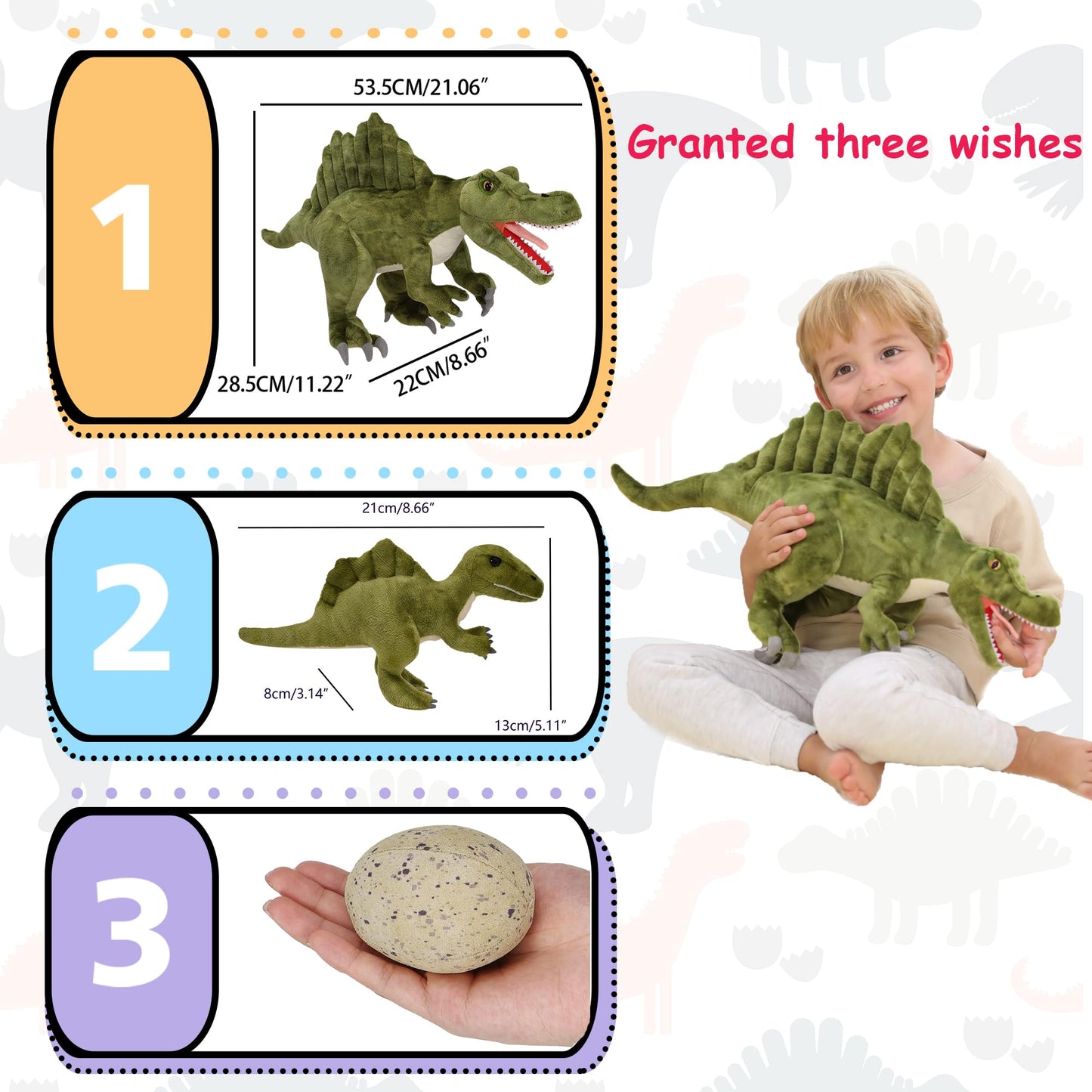 Wilomis 21'' Mommy Dinosaur Stuffed With Baby Egg Plush Toys, Plushies for Kids Christmas Birthday Gift (Spinosaurus Family)