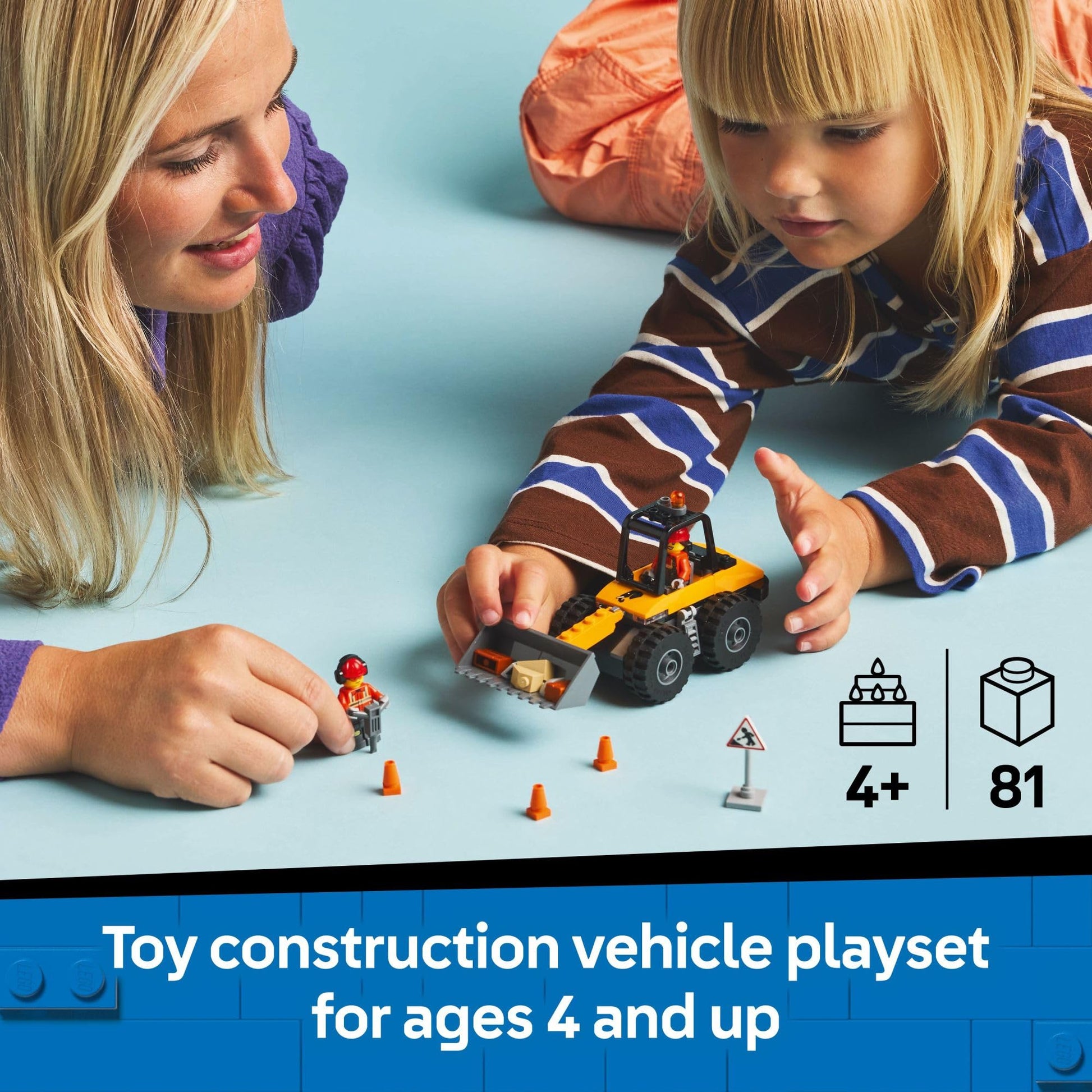 LEGO City Yellow Construction Wheel Loader Building Sensory Toy - Construction Vehicle Toy for Toddlers, Boys and Girls, Ages 4+ - Educational,