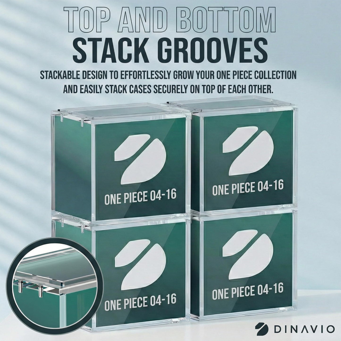 Dinavio Crafthouse One Piece Booster Box Acrylic Display Case Stackable - UV Protection with N52 Strong Magnets - Clear TCG Protector - Compatible