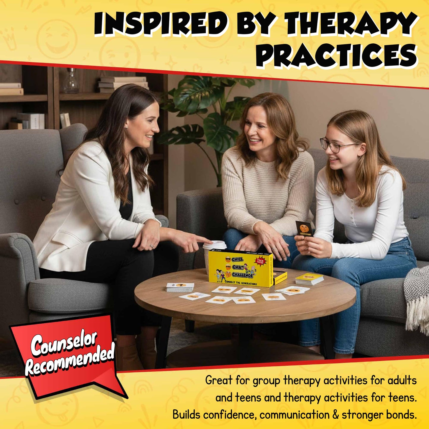 ARTAGIA Fun Social Skills and Therapy Game for Adults and Teenagers: CBT Family Game for Therapeutic Conversations and Better Relationships