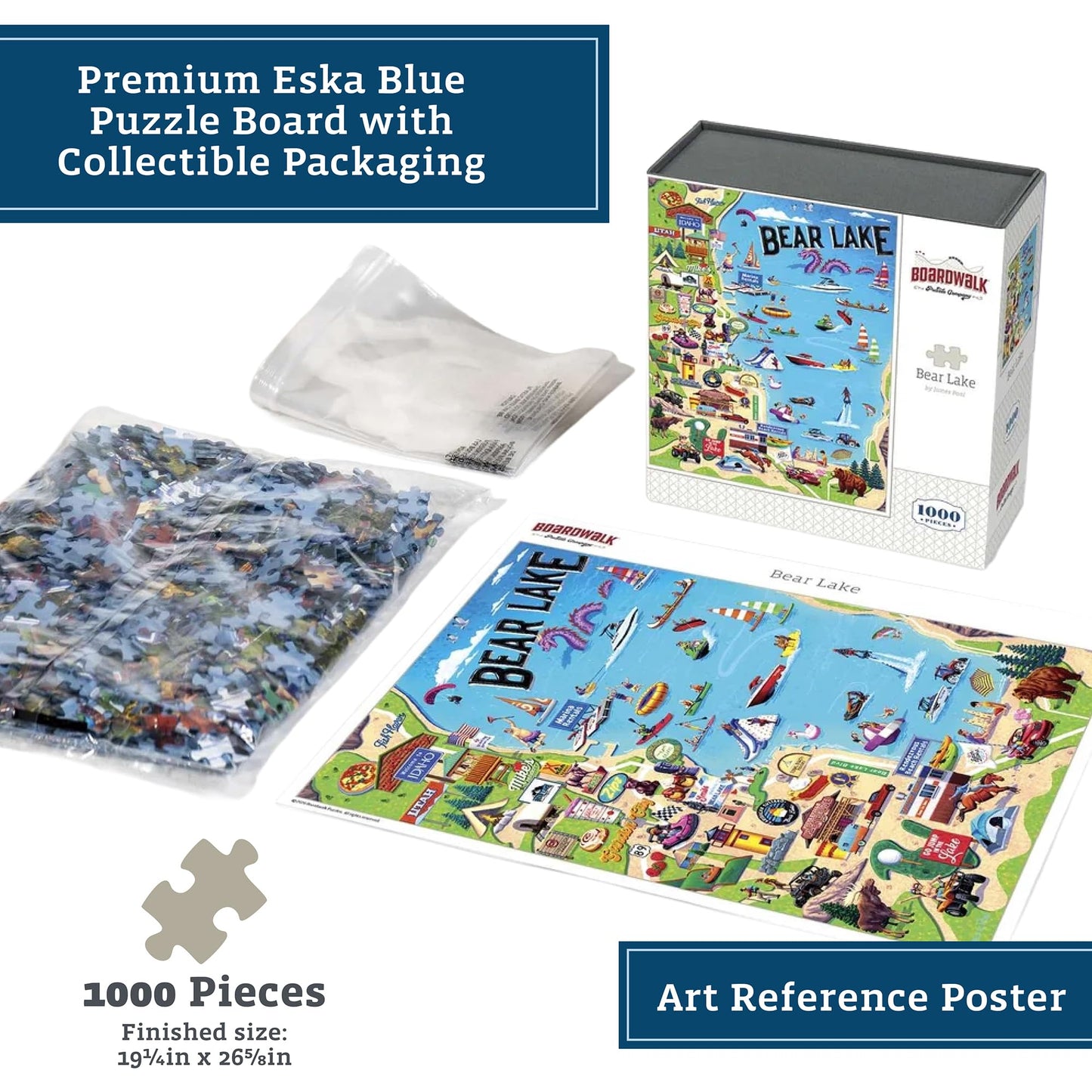 Boardwalk Puzzles Bear Lake, 1000 Piece Jigsaw Puzzle for Adults, 19¼ x 26? Inches, Made in USA