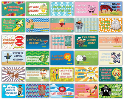 Creanoso Silly and Hilarious Lunch Box Jokes Flashcards for Children (30 Cards x 1 Set) - Lunch Box Note Cards - Funny and Silly Jokes Cards - Premium