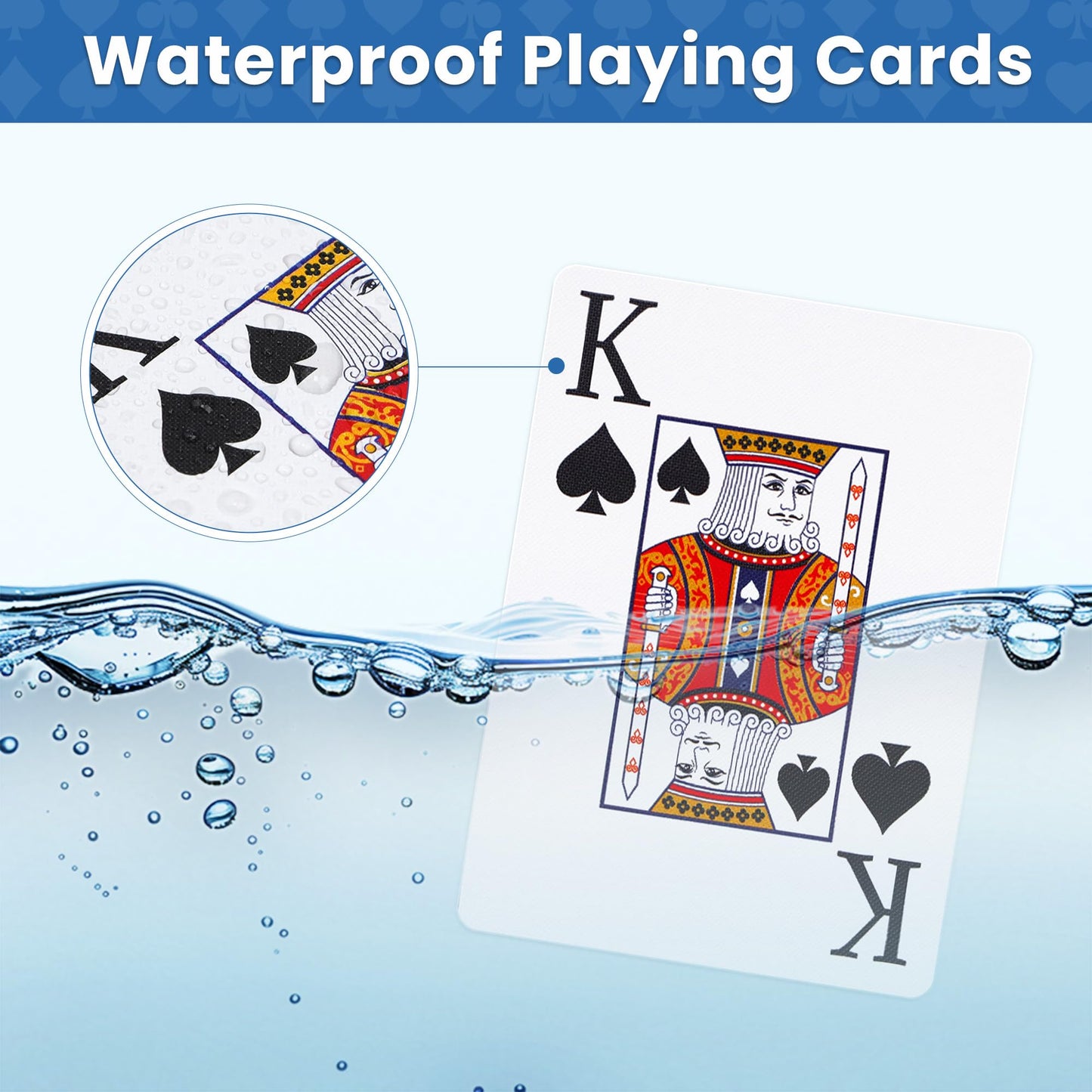 Playing Cards, Plastic Playing Cards Waterproof, Deck of Cards 2 Pack, Large Print Playing Card for Seniors Adults, Premium Poker Cards Set for Beach