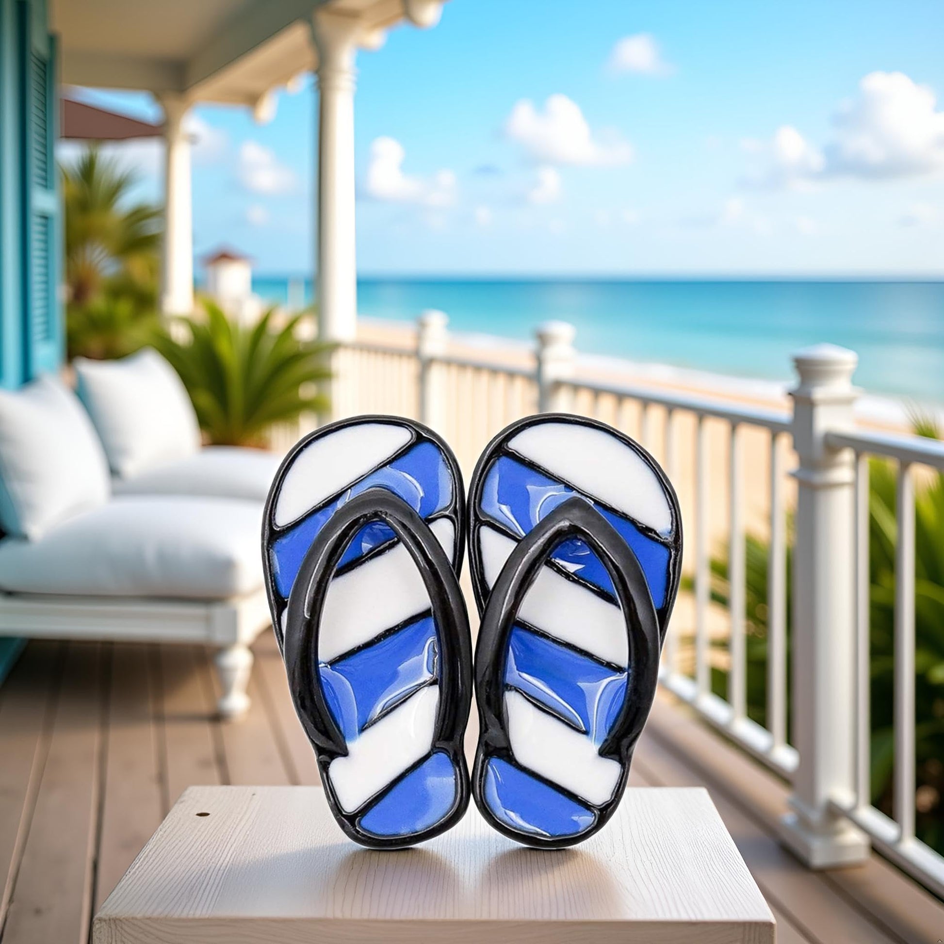 Blue 1/12 Miniature Beach Flip Flops Dollhouse Decoration Accessories, Dollhouse Decor, Dollhouse Accessories, Ornamental