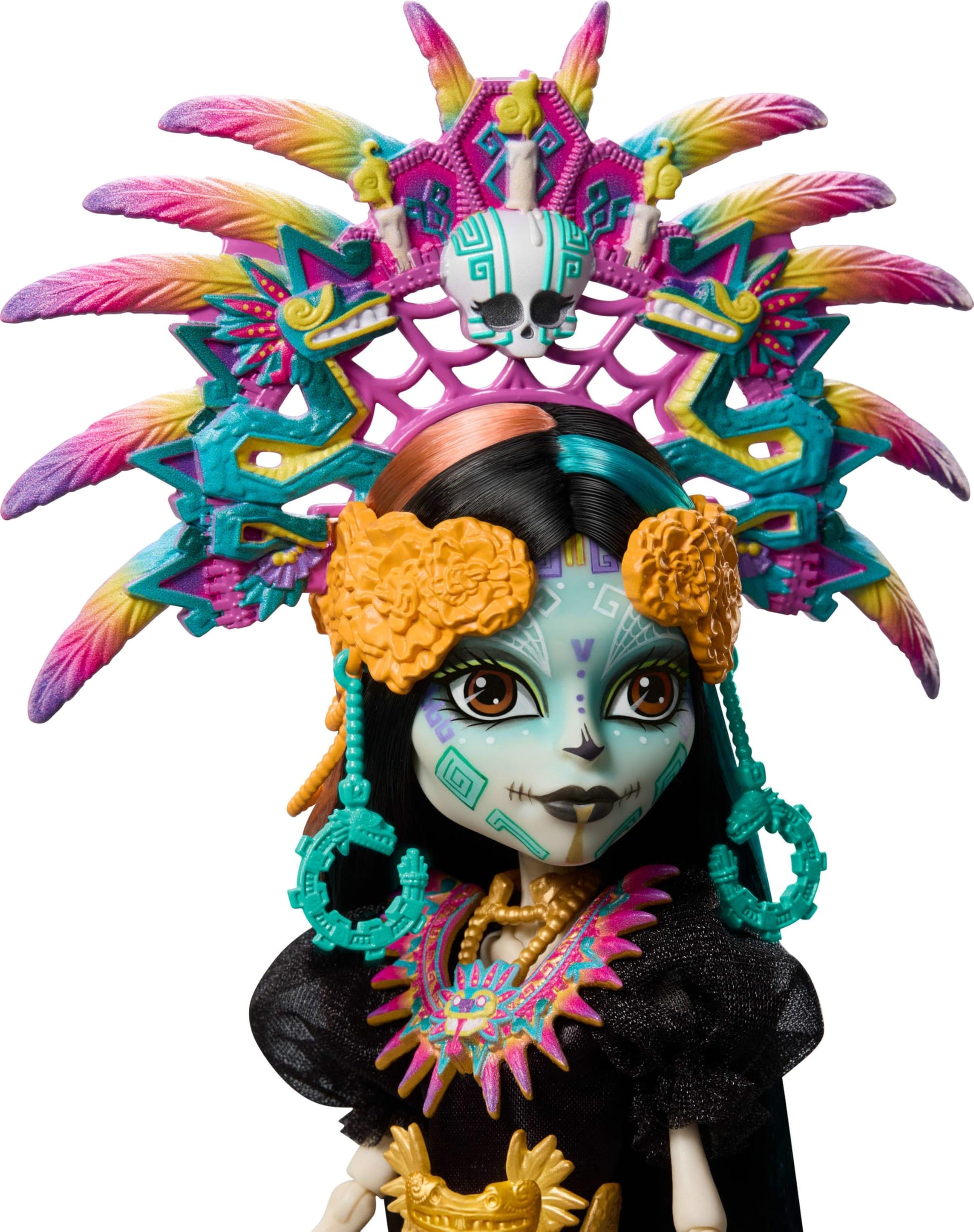 Monster High Doll, Skelita Calaveras Día de Muertos 2025 Collectible, Aztec-Inspired Gown with Vibrant Accessories Like Headdress and Necklace
