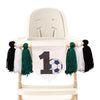 SOLUXIKA Soccer 1st Birthday Banner - First Year Down High Chair Banner with Green Black White Tassels, Sports Soccer Theme First Birthday Decorations