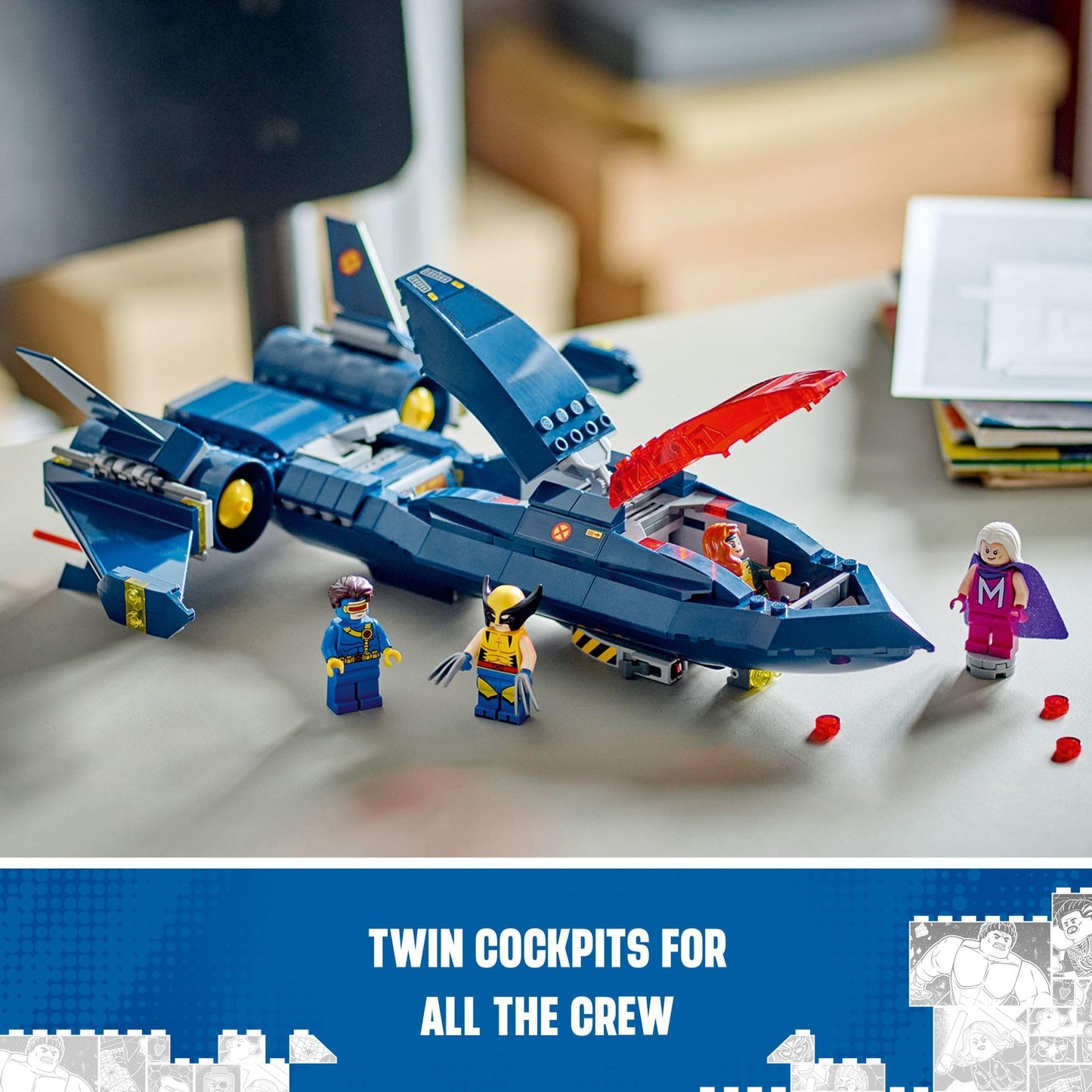 LEGO Marvel X-Men X-Jet Toy - Building Toy from X-Men '97 for Boys & Girls, Ages 8+ - Model Kit for Display and Play with 4 Minifigures - Gift Idea
