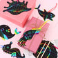 64 Pcs Sea World Theme Scratch Cards Rainbow Color Scratch Crafts Art Card Shell Dolphin Starfish Tortoise Scratch Card Art Kit with 70 pcs Wood