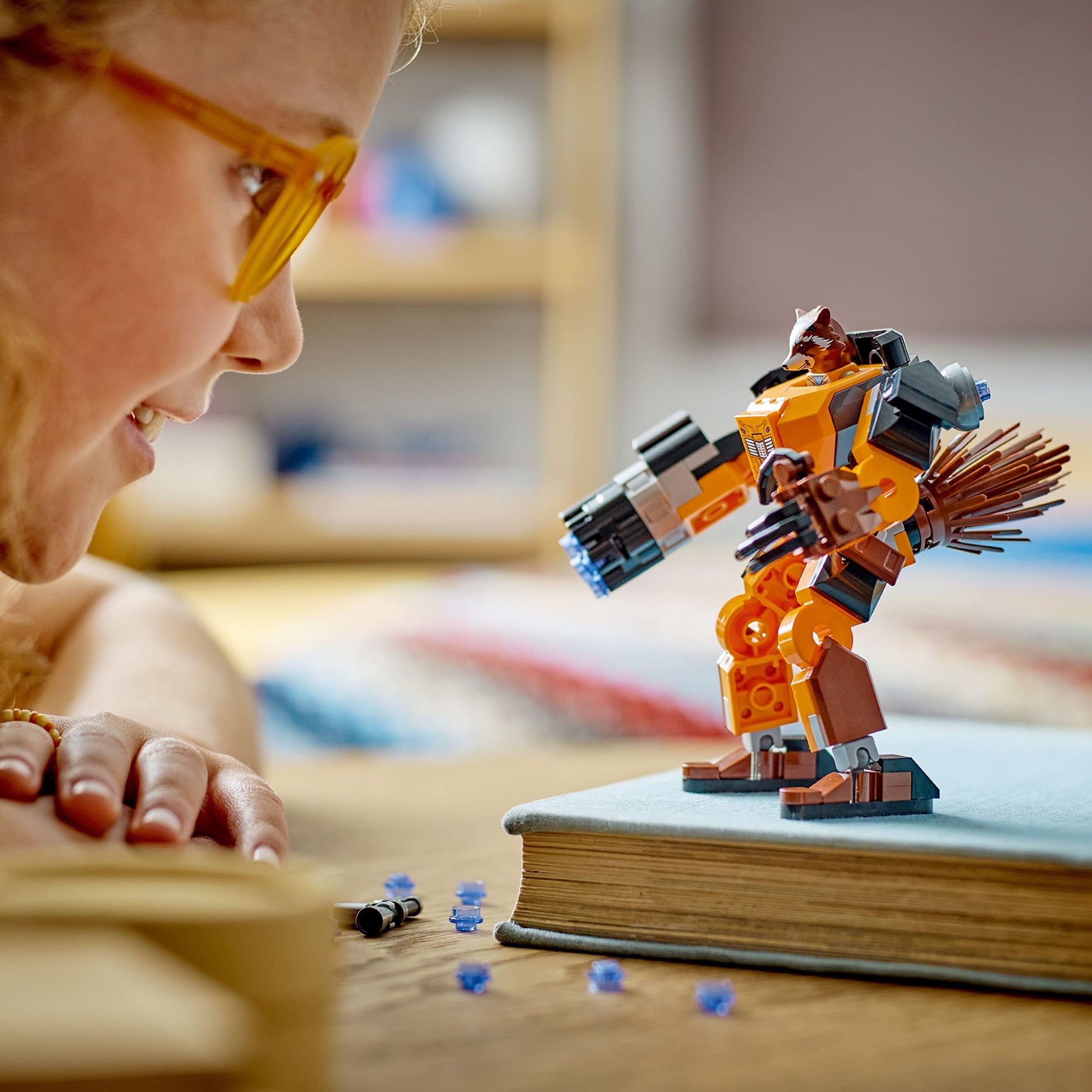 LEGO Marvel Rocket Mech Armor Set 76243, Guardians of The Galaxy Racoon Buildable Action Figure Toy, Avengers Collectable Gift Idea for Kids 6 Plus