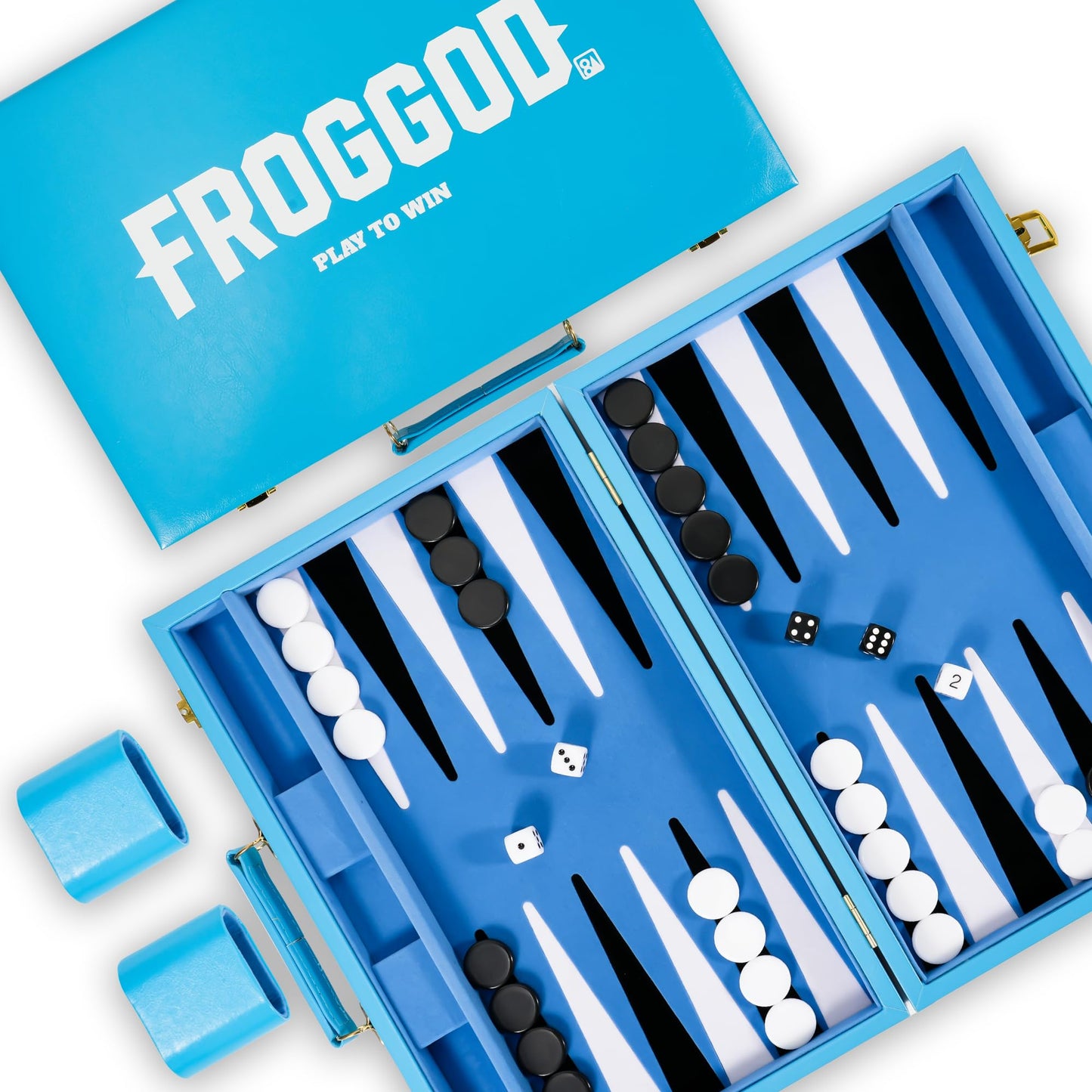 Froggod Light Blue 15 Inch Backgammon Sets for Adults, Classic Board Game