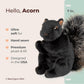 Bearington Acorn Black Plush Squirrel Stuffed Animal - 7" Realistic Soft Squirrel Toy for Kids - Cuddly, Adorable Woodland Creature Gift for Stuffed