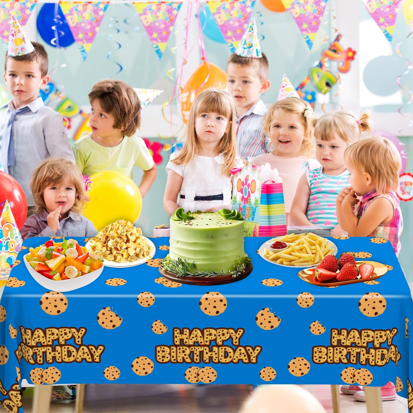 Lecinc 3 Sheets Cookie Party Tablecloth, Plastic Table Covers for Birthday Party Decorations Supplies, 108 x 51.2 Inch