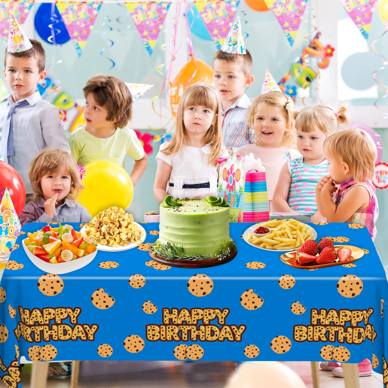 Lecinc 3 Sheets Cookie Party Tablecloth, Plastic Table Covers for Birthday Party Decorations Supplies, 108 x 51.2 Inch