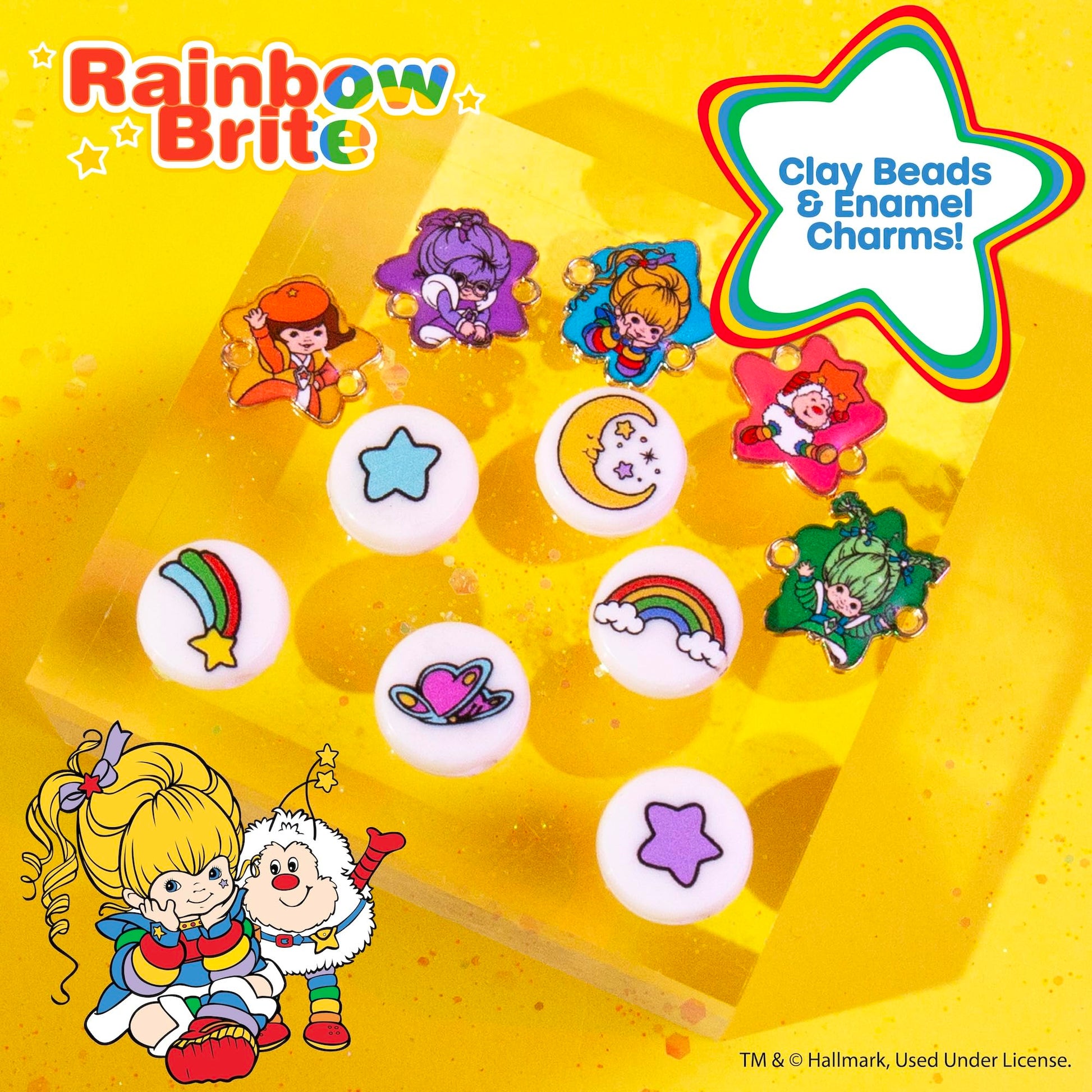 Rainbow Brite Jewelry Designer, Makes Over 20 Rainbow Friendship Bracelets, Includes Enamel Charms, Beads for Jewelry Making, Bead Storage Case