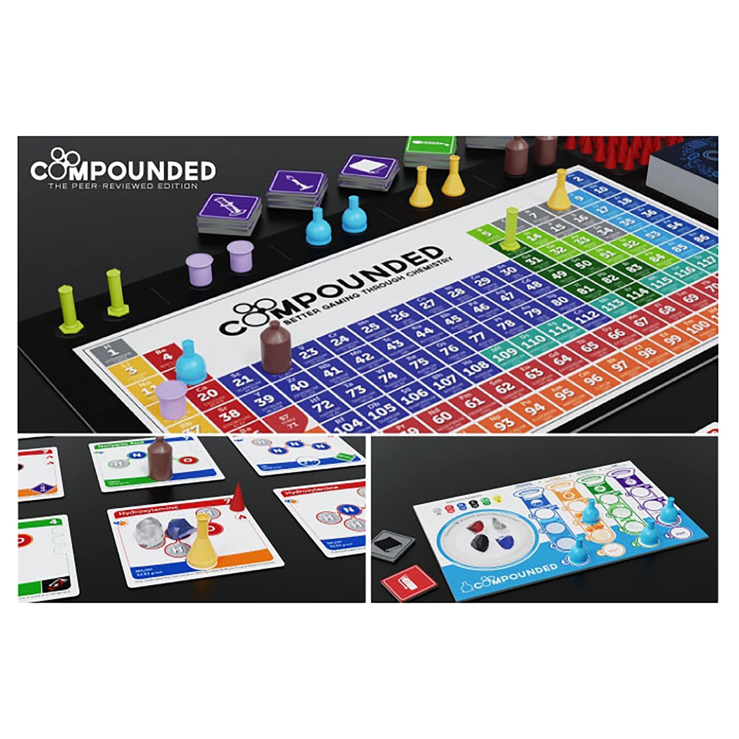 Greater Than Games | Compounded: The Peer-Reviewed Edition | Science Strategy Board Game | Worker Placement & Hand Management | 2 to 5 Players | 45